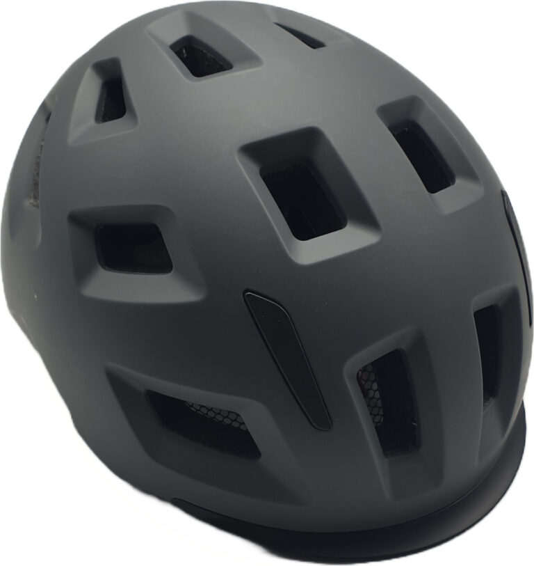 Schwarzer Fahrradhelm mit Belüftungsöffnungen für Sicherheit und Komfort. Schwarzer Fahrradhelm mit Belüftungsöffnungen für Sicherheit und Komfort.